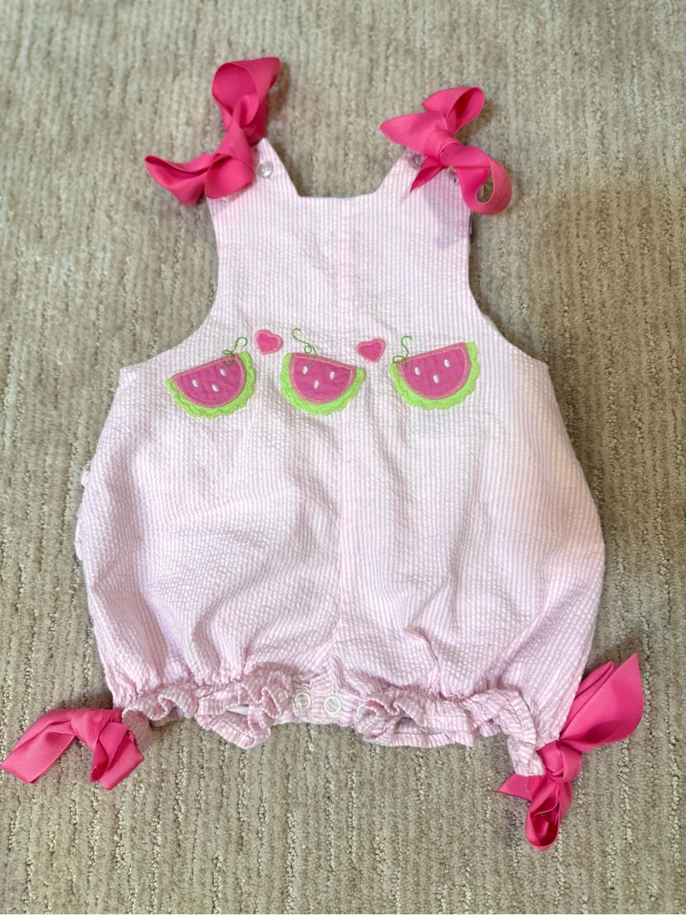 The Bailey Boys Vintage Watermelon Bubble Romper- Size 9 months